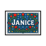 Janice Name Art - Floral Farmhouse personalized wall print for kids