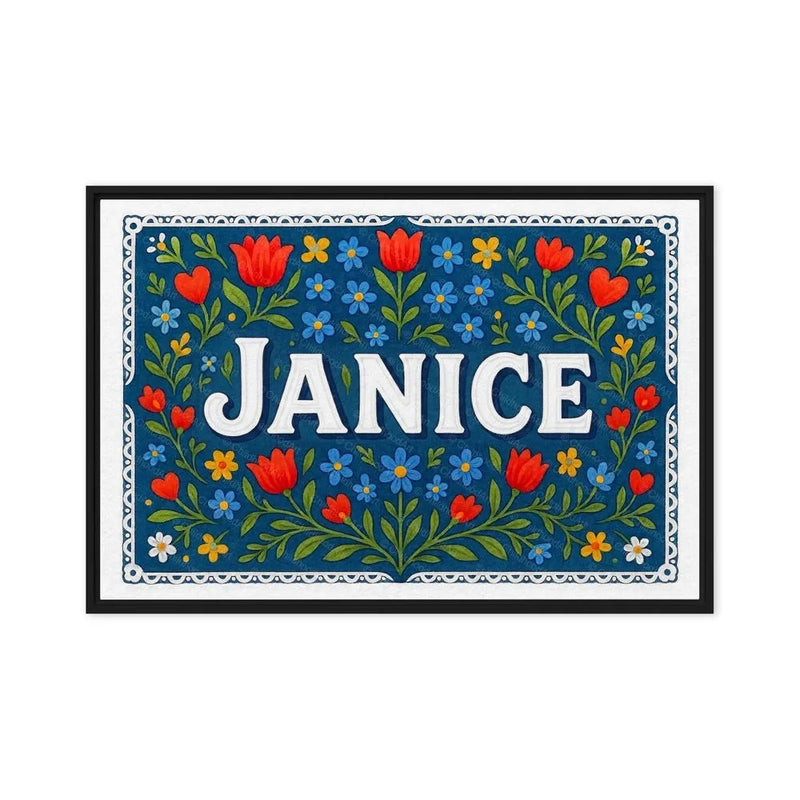 Janice Name Art - Floral Farmhouse personalized wall print for kids
