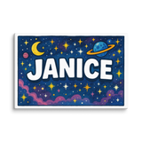 Janice Name Art - Space Explorers personalized wall print for kids
