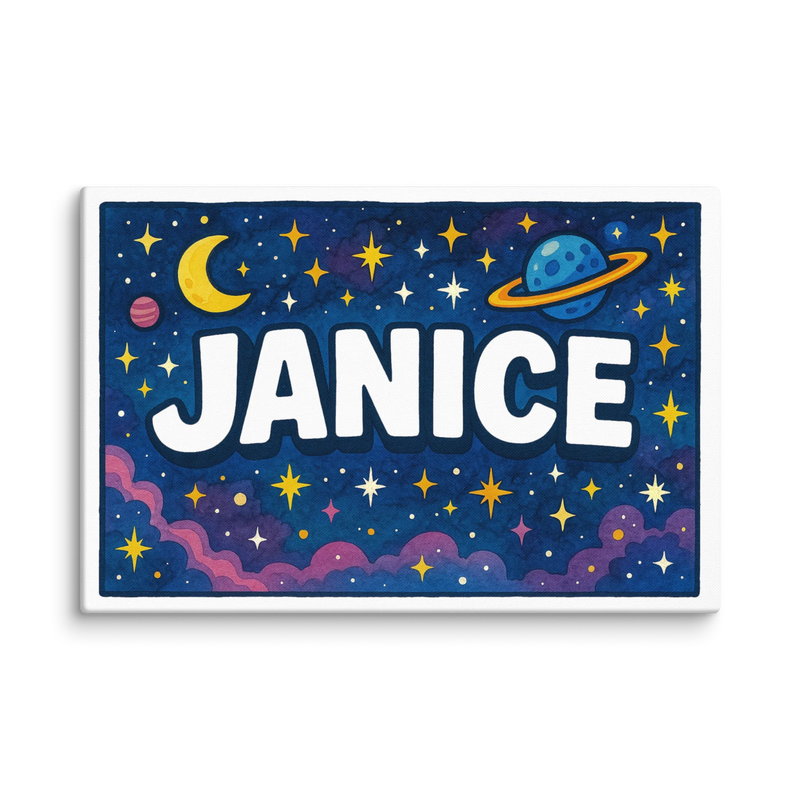 Janice Name Art - Space Explorers personalized wall print for kids