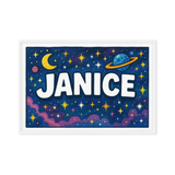 Janice Name Art - Space Explorers personalized wall print for kids