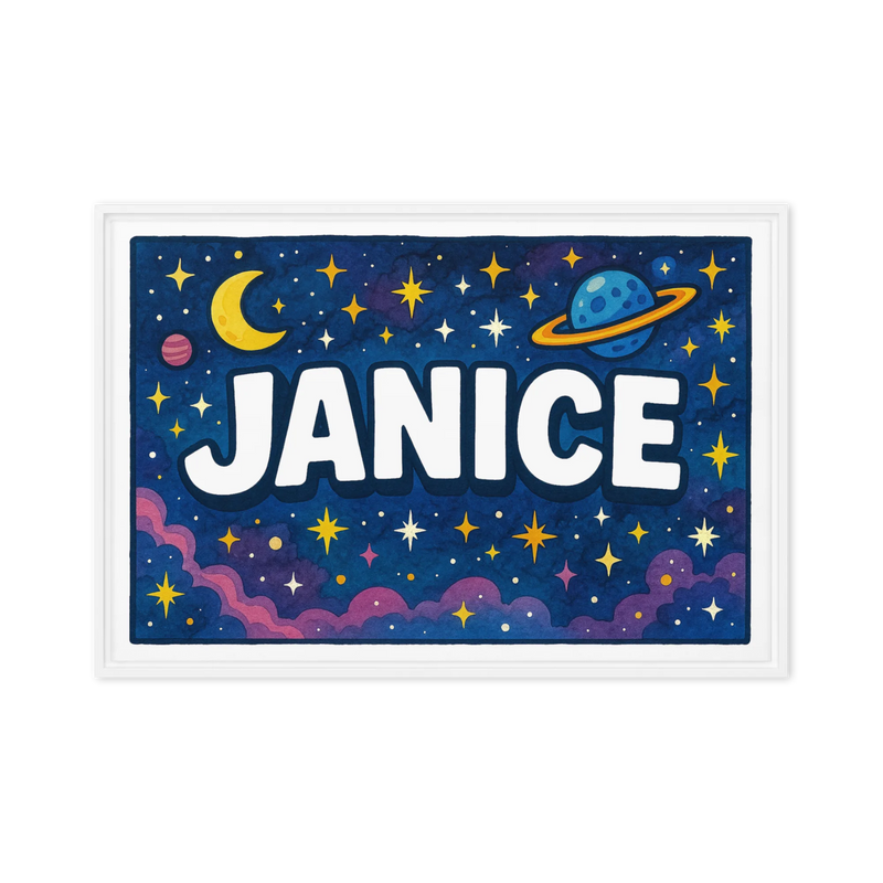 Janice Name Art - Space Explorers personalized wall print for kids