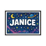 Janice Name Art - Space Explorers personalized wall print for kids