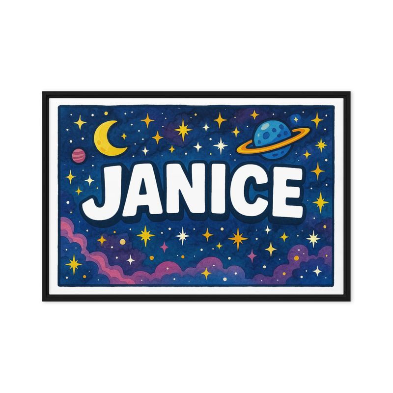 Janice Name Art - Space Explorers personalized wall print for kids