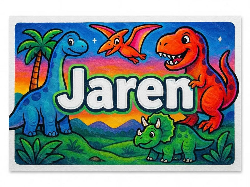 Jaren Name Art - Dinosaur Adventure Personalized Wall Art