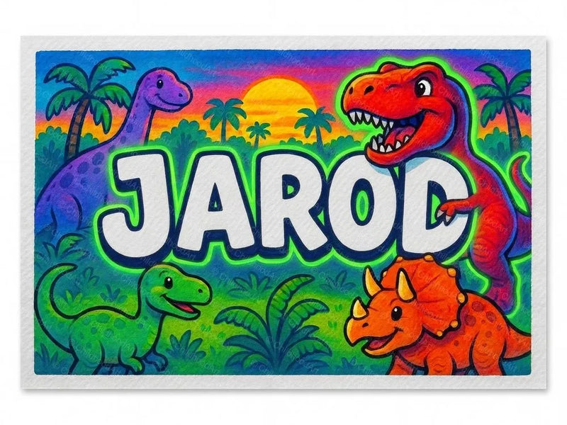 Jarod Name Art - Dinosaur Adventure Personalized Wall Art