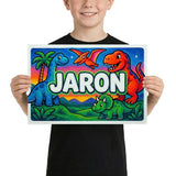 Jaron Name Art - Dinosaur Adventure personalized wall print for kids