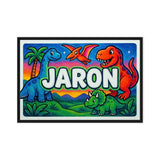 Jaron Name Art - Dinosaur Adventure personalized wall print for kids