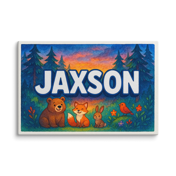 Jaxson Name Art - Forest Friends Personalized Wall Art