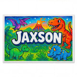 Jaxson Name Art - Dinosaur Adventure personalized wall print for kids