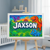 Jaxson Name Art - Dinosaur Adventure personalized wall print for kids