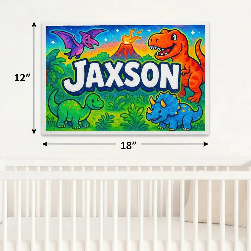 Jaxson Name Art - Dinosaur Adventure personalized wall print for kids