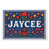 Jaycee Name Art - Floral Farmhouse personalized wall print for kids