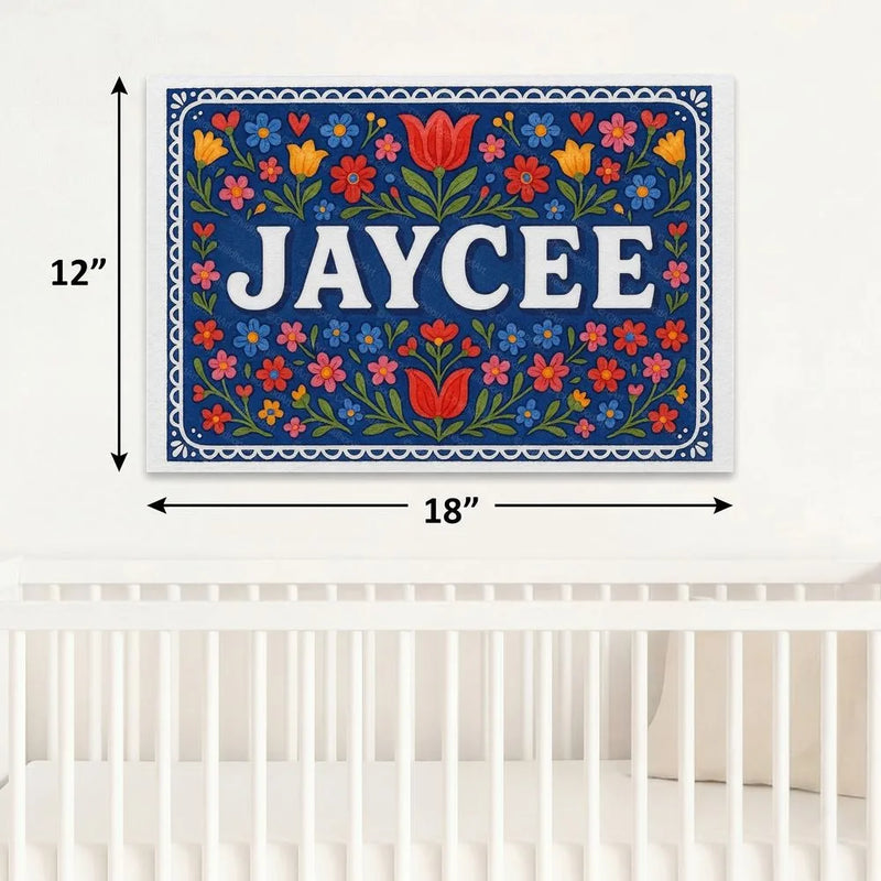 Jaycee Name Art - Floral Farmhouse personalized wall print for kids