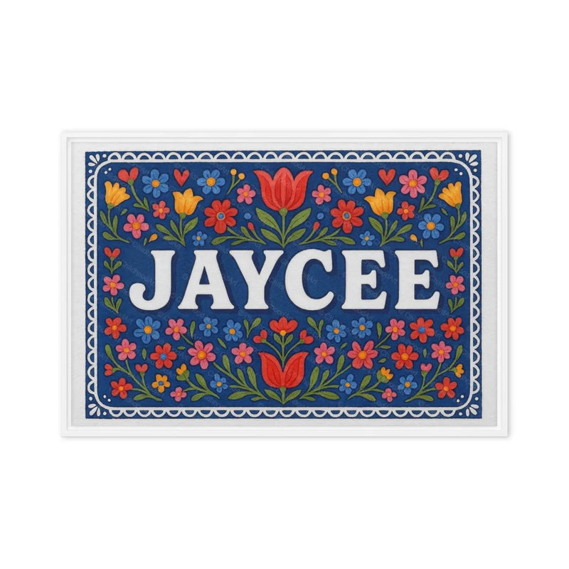 Jaycee Name Art - Floral Farmhouse personalized wall print for kids