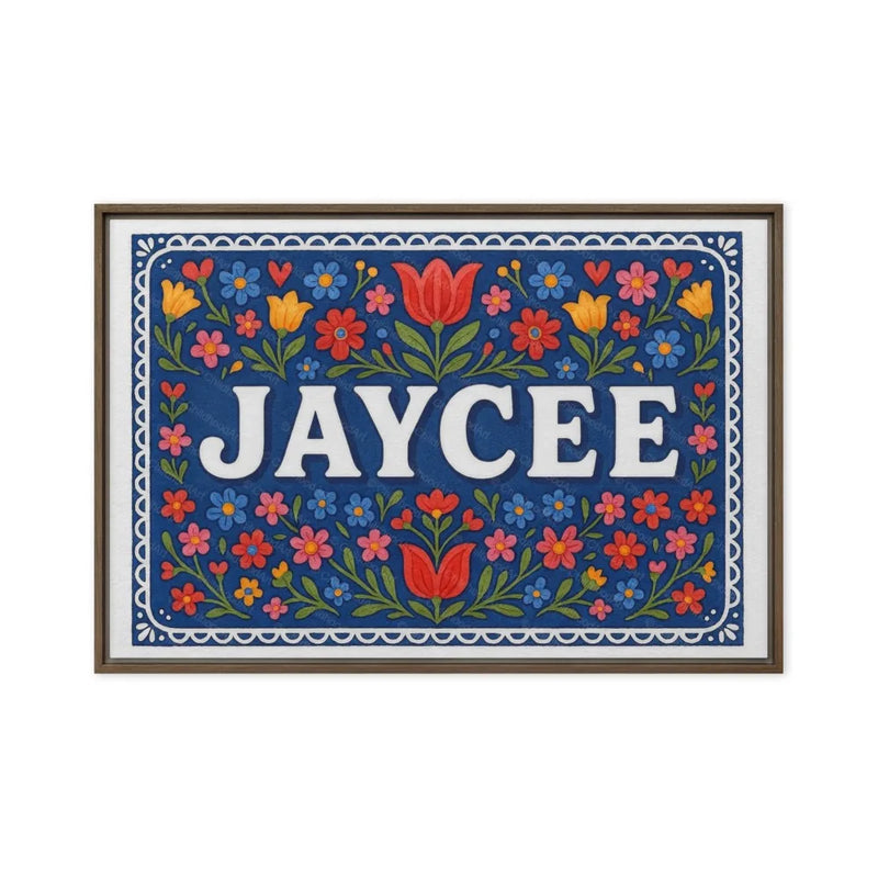 Jaycee Name Art - Floral Farmhouse personalized wall print for kids