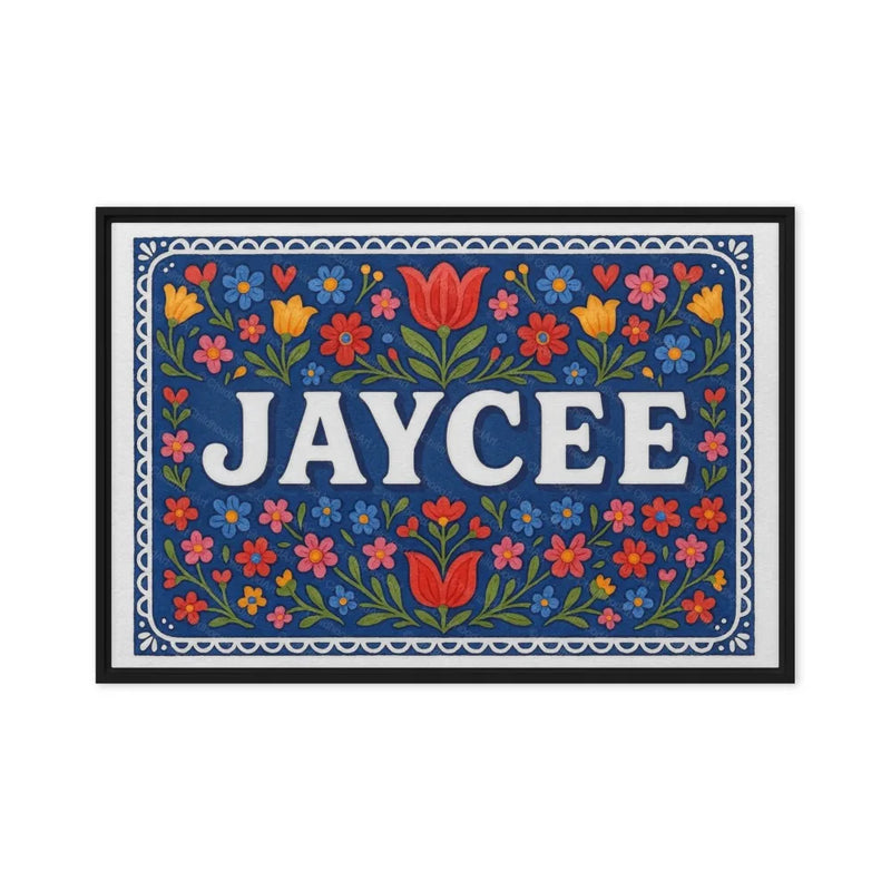 Jaycee Name Art - Floral Farmhouse personalized wall print for kids