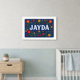 Jayda Name Art - Floral Farmhouse personalized wall print for kids