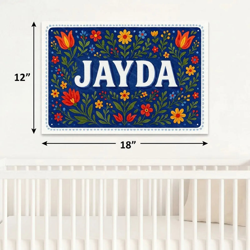 Jayda Name Art - Floral Farmhouse personalized wall print for kids