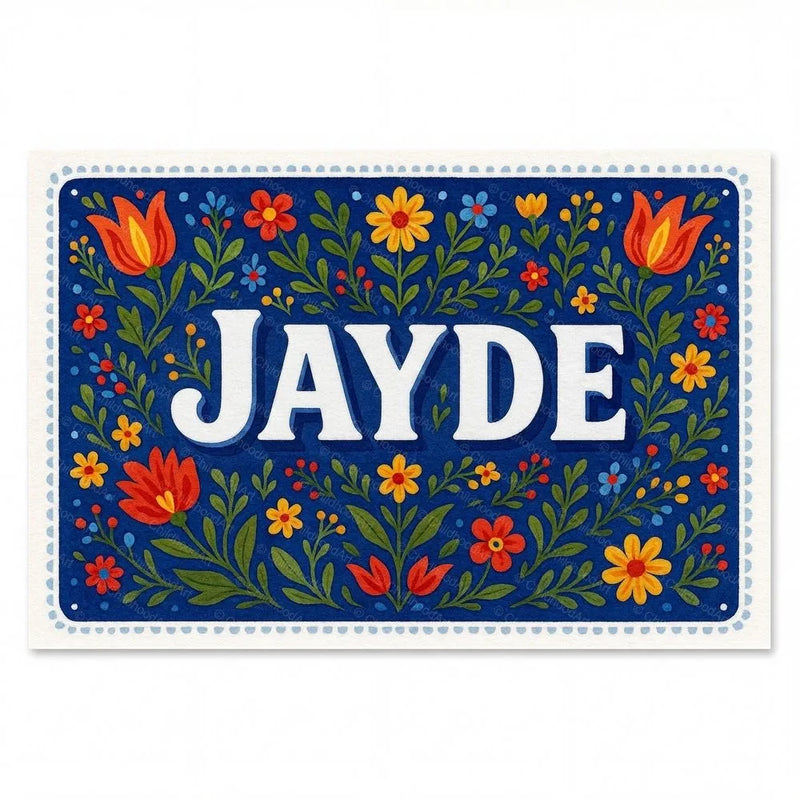 Jayde Name Art - Floral Farmhouse personalized wall print for kids