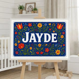 Jayde Name Art - Floral Farmhouse personalized wall print for kids