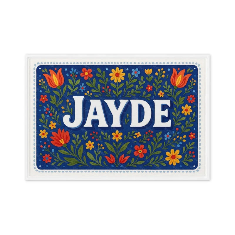 Jayde Name Art - Floral Farmhouse personalized wall print for kids