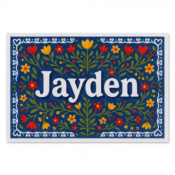 Floral farmhouse themed name art featuring Jayden