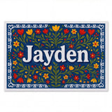 Jayden Name Art - Floral Farmhouse personalized wall print for kids