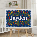 Jayden Name Art - Floral Farmhouse personalized wall print for kids