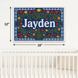 Jayden Name Art - Floral Farmhouse personalized wall print for kids