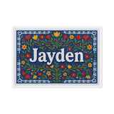 Jayden Name Art - Floral Farmhouse personalized wall print for kids