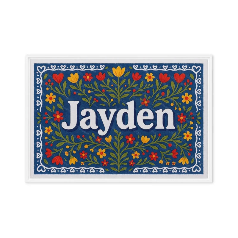 Jayden Name Art - Floral Farmhouse personalized wall print for kids