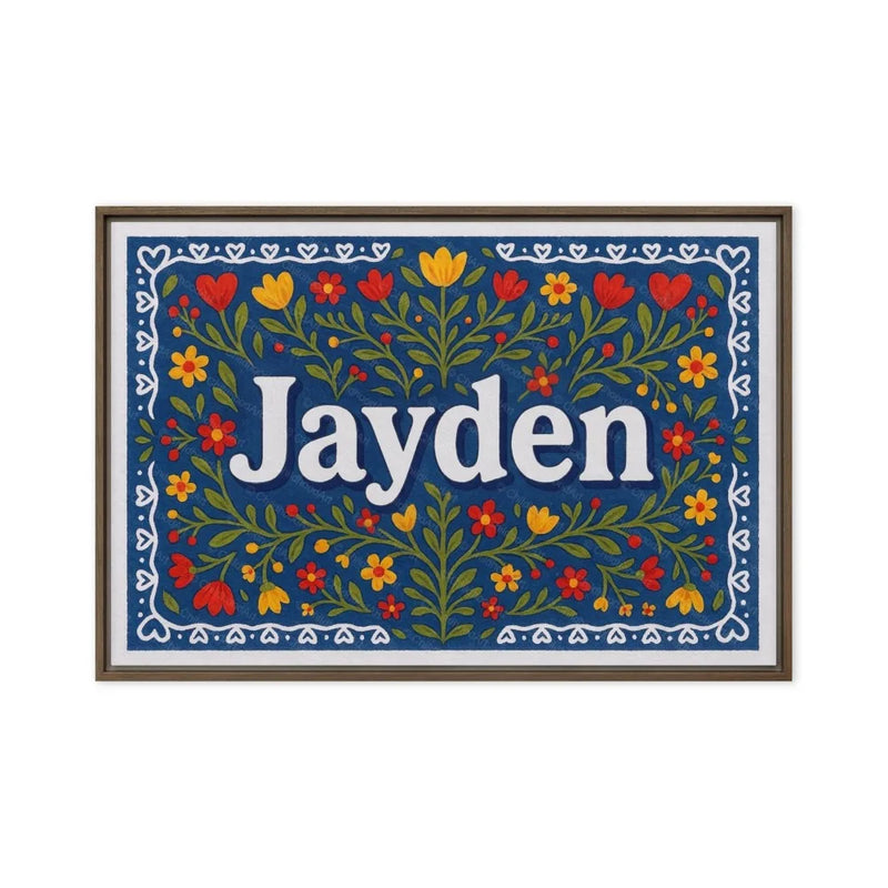 Jayden Name Art - Floral Farmhouse personalized wall print for kids