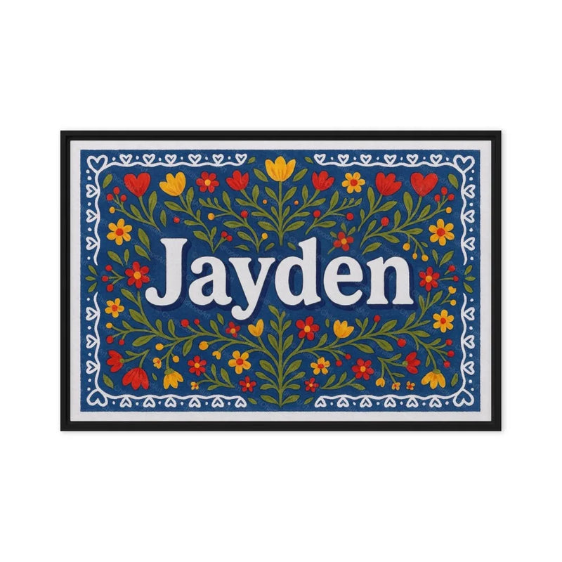 Jayden Name Art - Floral Farmhouse personalized wall print for kids