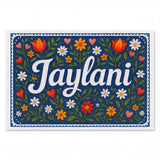 Jaylani Name Art - Floral Farmhouse personalized wall print for kids