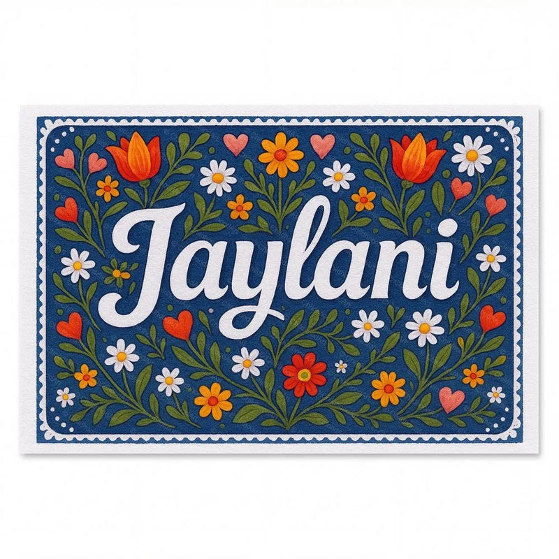 Jaylani Name Art - Floral Farmhouse personalized wall print for kids
