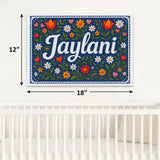 Jaylani Name Art - Floral Farmhouse personalized wall print for kids