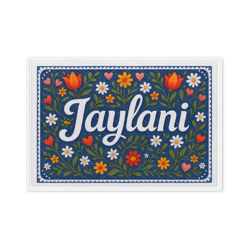 Jaylani Name Art - Floral Farmhouse personalized wall print for kids