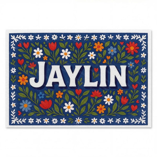 Personalized Jaylin name art print in the Floral farmhouse style