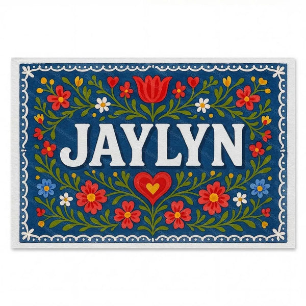 Personalized Jaylyn name art print in the Floral farmhouse style