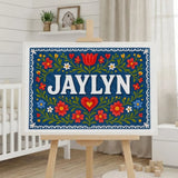 Jaylyn Name Art - Floral Farmhouse personalized wall print for kids