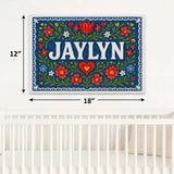 Jaylyn Name Art - Floral Farmhouse personalized wall print for kids