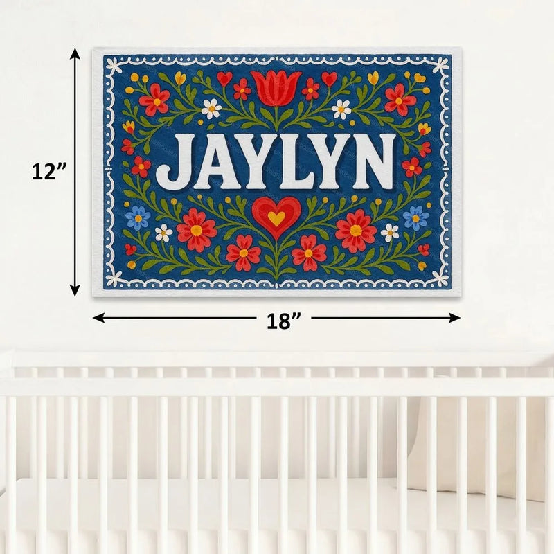 Jaylyn Name Art - Floral Farmhouse personalized wall print for kids
