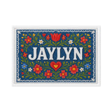 Jaylyn Name Art - Floral Farmhouse personalized wall print for kids