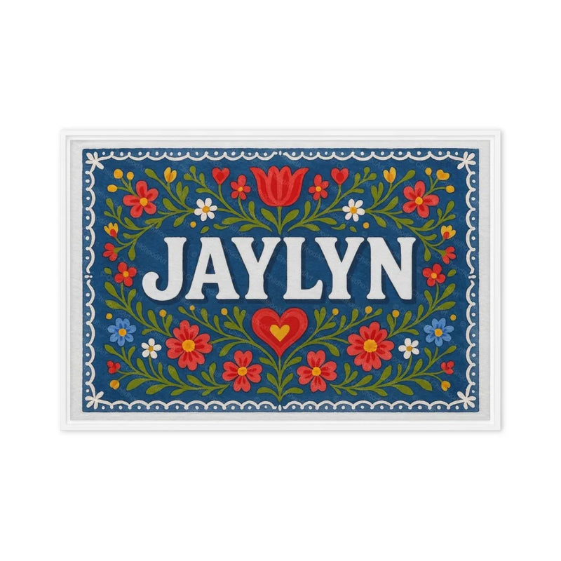 Jaylyn Name Art - Floral Farmhouse personalized wall print for kids