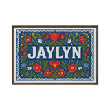 Jaylyn Name Art - Floral Farmhouse personalized wall print for kids