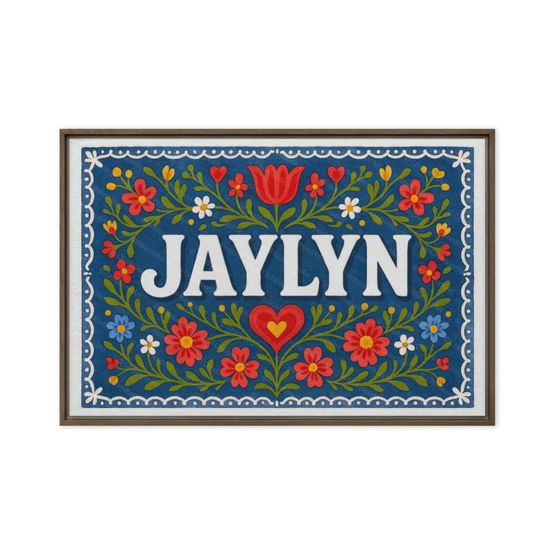 Jaylyn Name Art - Floral Farmhouse personalized wall print for kids