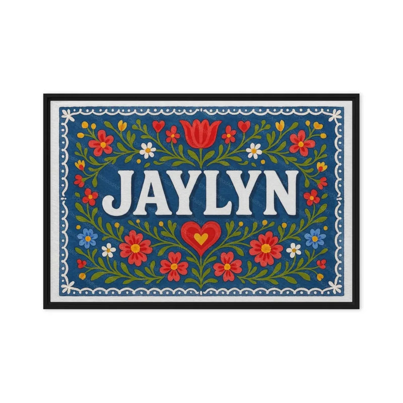 Jaylyn Name Art - Floral Farmhouse personalized wall print for kids