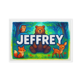 Jeffrey Name Art - Forest Friends personalized wall print for kids
