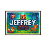 Jeffrey Name Art - Forest Friends personalized wall print for kids